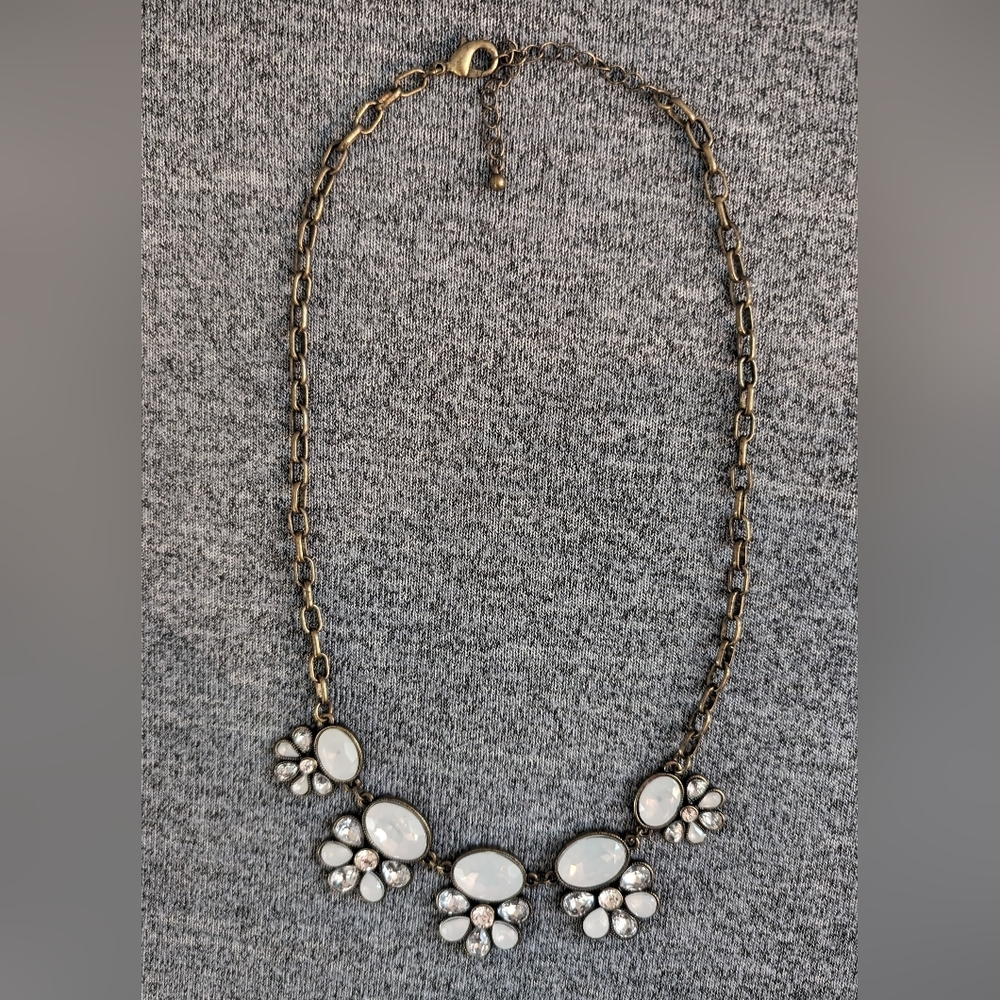 3/$15 | George, Copper Tone Blue Enamel Bib Necklace, Adjustable Length